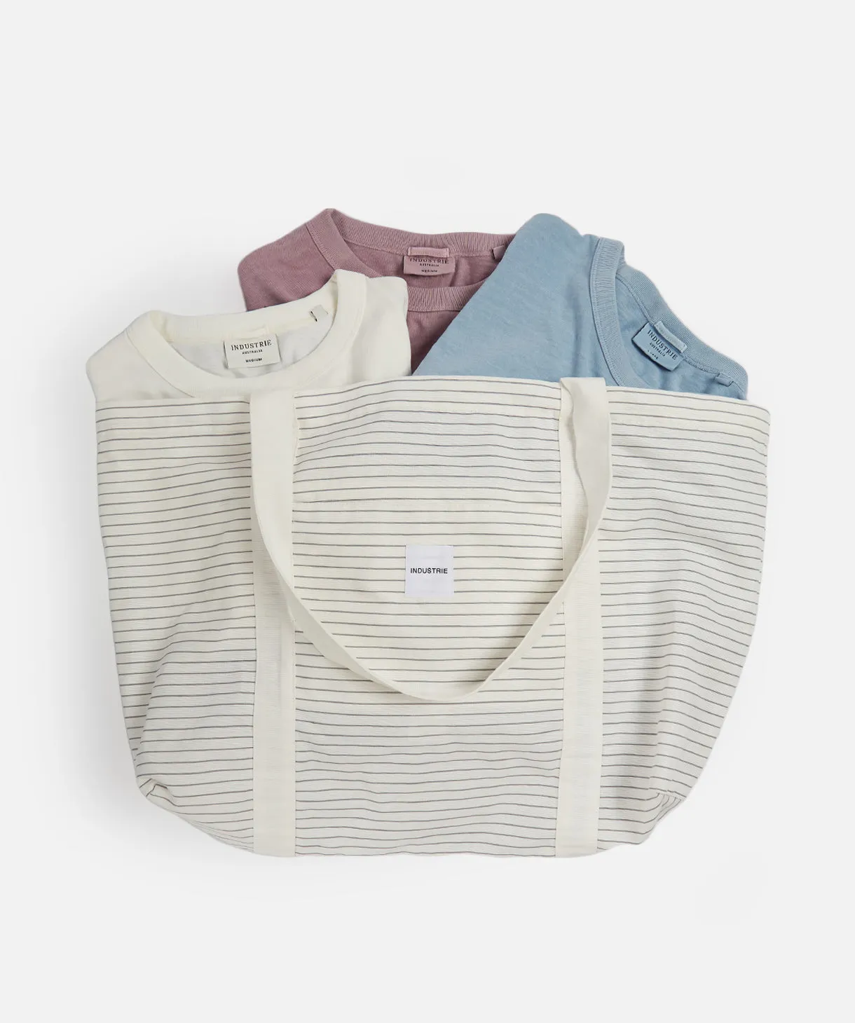 Stripe Tote Bag - Cream/Grey sold by Industrie Clothing