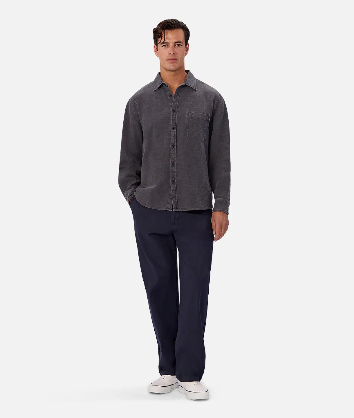 The Lisbon Long Sleeve Shirt - Asphalt sold by Industrie Clothing product image thumbnail 2