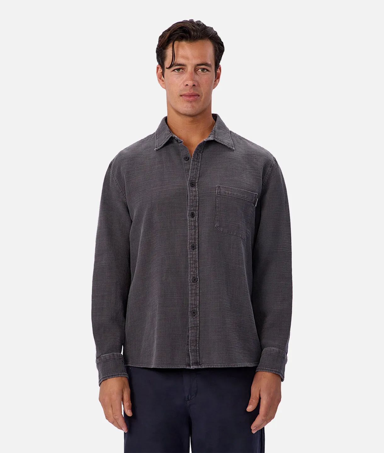 The Lisbon Long Sleeve Shirt - Asphalt sold by Industrie Clothing
