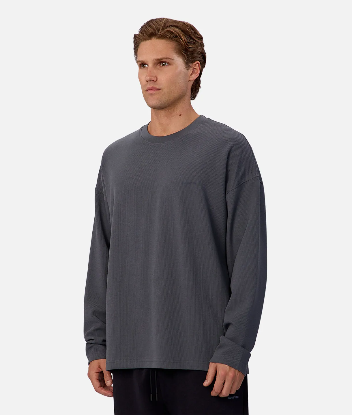 The Ribbed Tech Long Sleeve Tee - Iron sold by Industrie Clothing product image thumbnail 3
