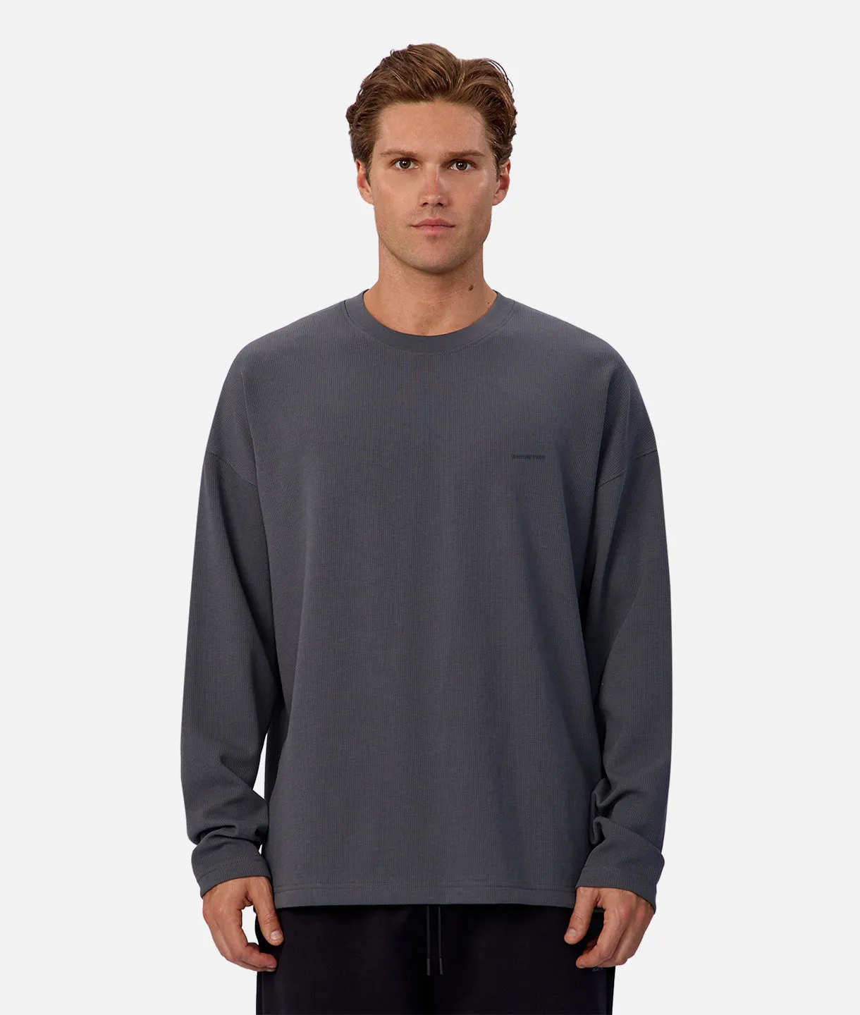 The Ribbed Tech Long Sleeve Tee - Iron sold by Industrie Clothing
