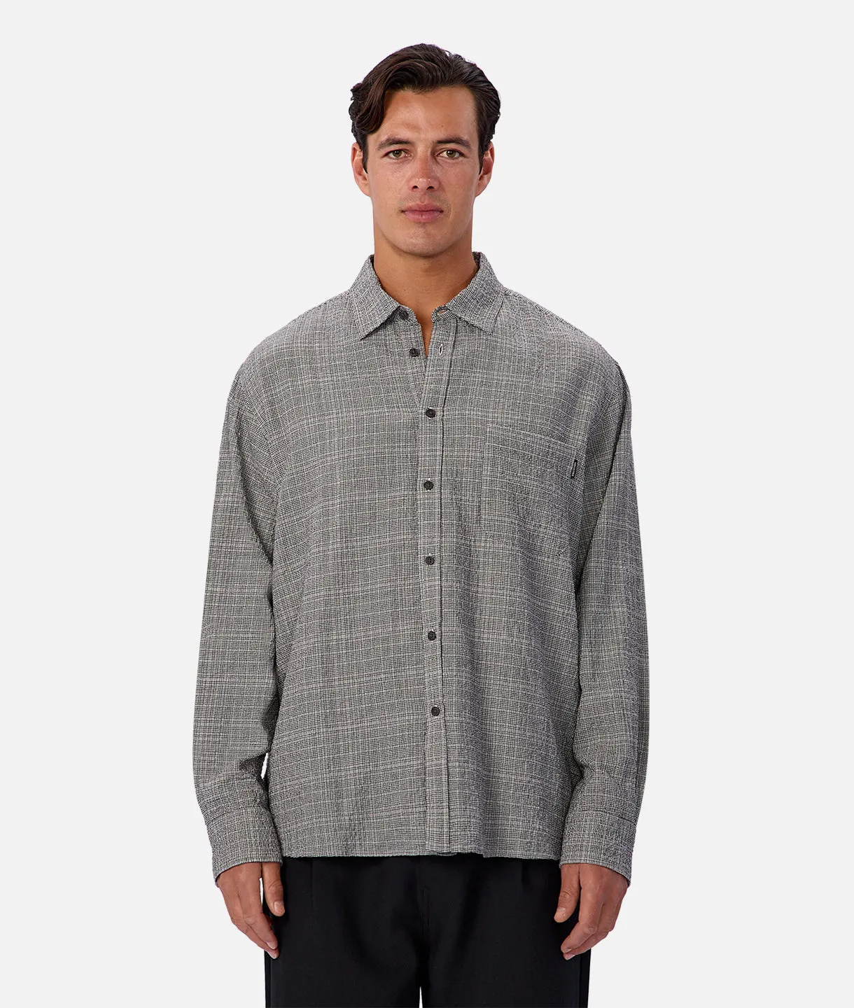 The Cooper Long Sleeve Shirt - Black White sold by Industrie Clothing