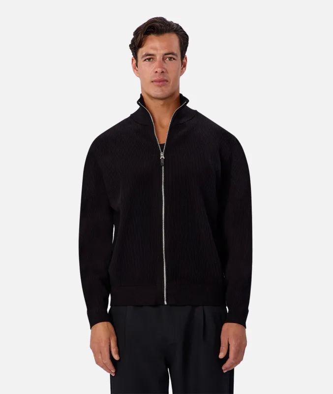 The Zip Thru Boston Knit - Black made by Industrie Clothing