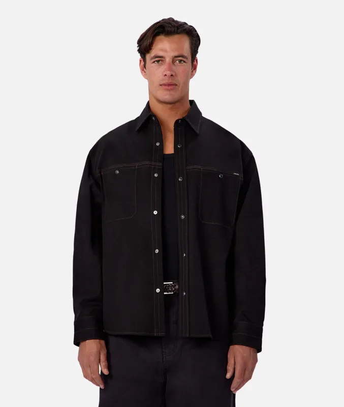 The Nebraska Long Sleeve Shirt - Black made by Industrie Clothing