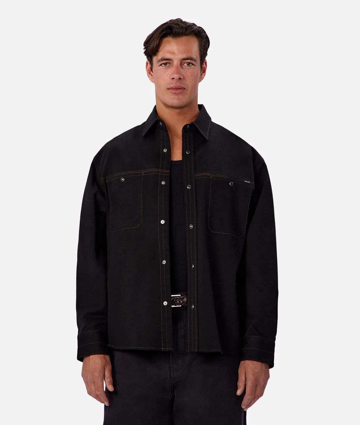 The Nebraska Long Sleeve Shirt - Black sold by Industrie Clothing