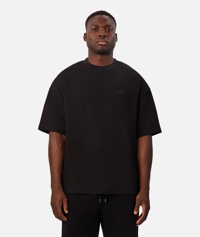 The Ribbed Tech Short Sleeve Tee - Black made by Industrie Clothing