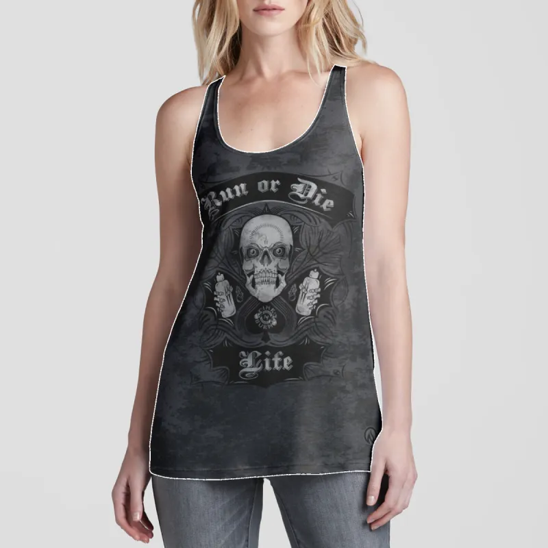 Run or Die Life Racerback Tank Top sold by INKnBURN