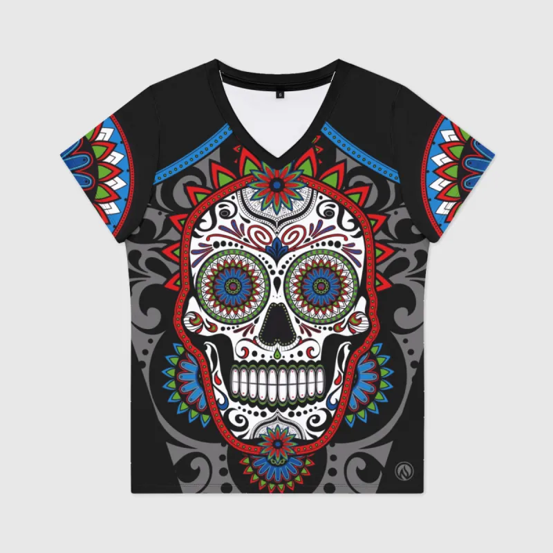 Calavera Womens V-Neck T-Shirt sold by INKnBURN