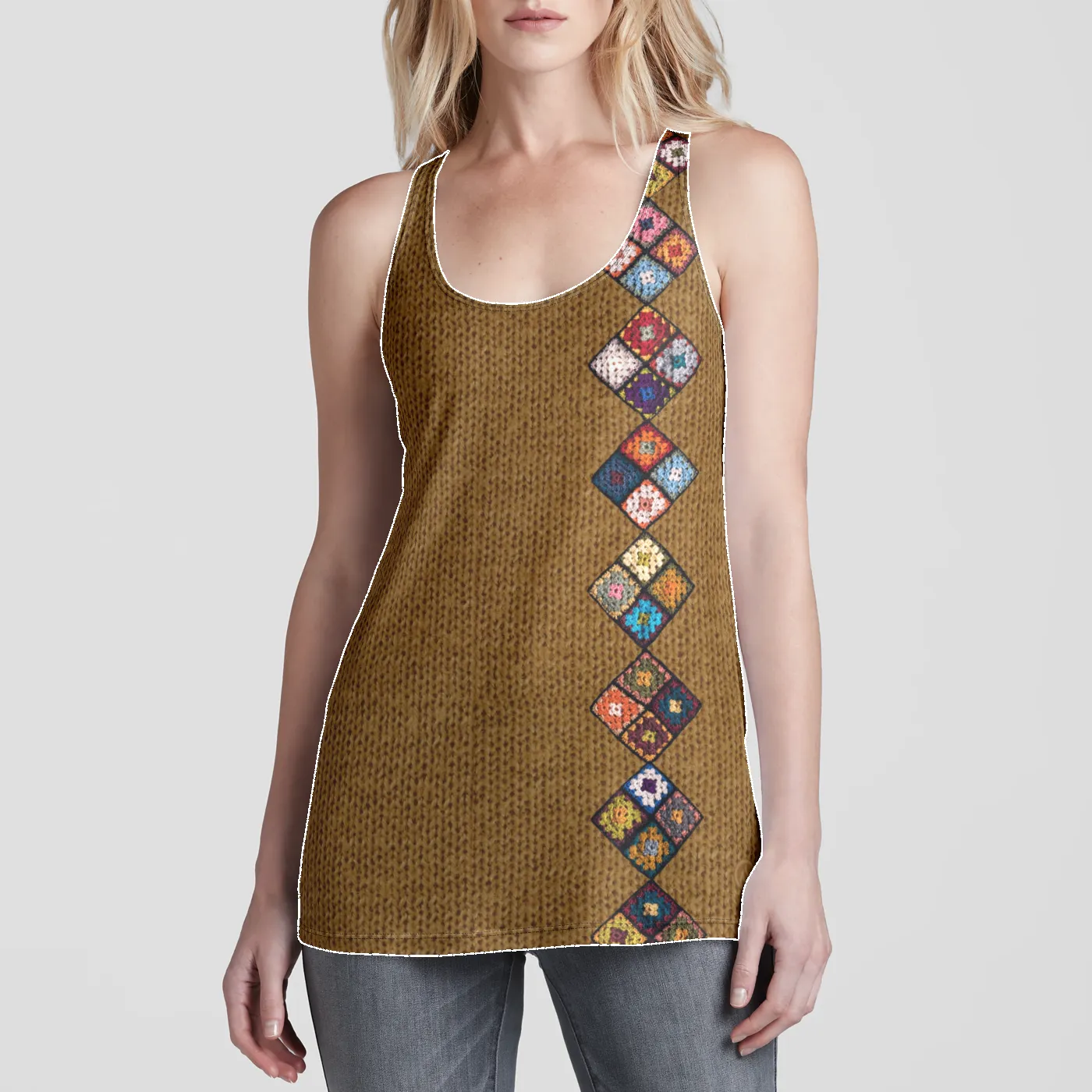 Boho Diamond Gold Racerback Tank Top sold by INKnBURN