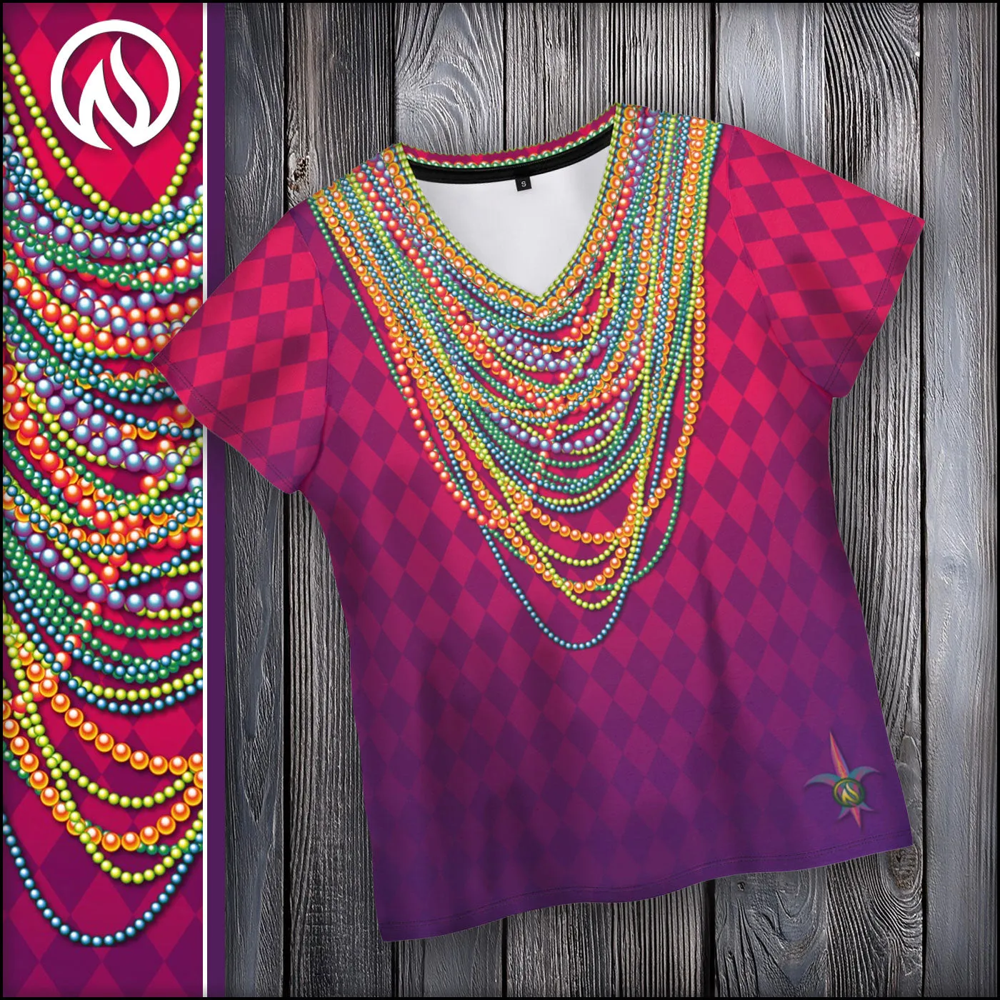 Mardi Gras Womens V-Neck T-Shirt sold by INKnBURN