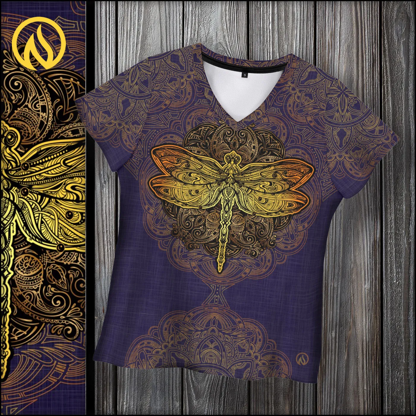 Dragonfly Mandala V-Neck T-Shirt sold by INKnBURN