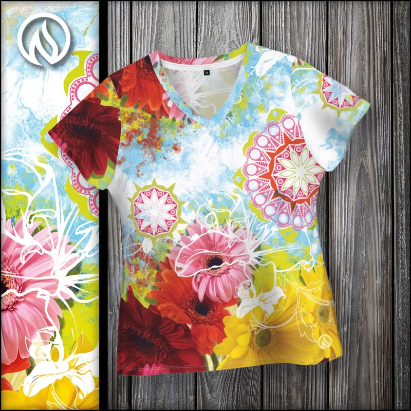 Wildflower V-Neck T-Shirt sold by INKnBURN