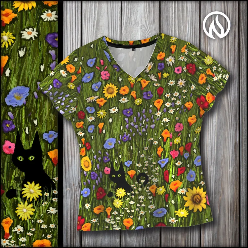 Flower Cat V-Neck sold by INKnBURN