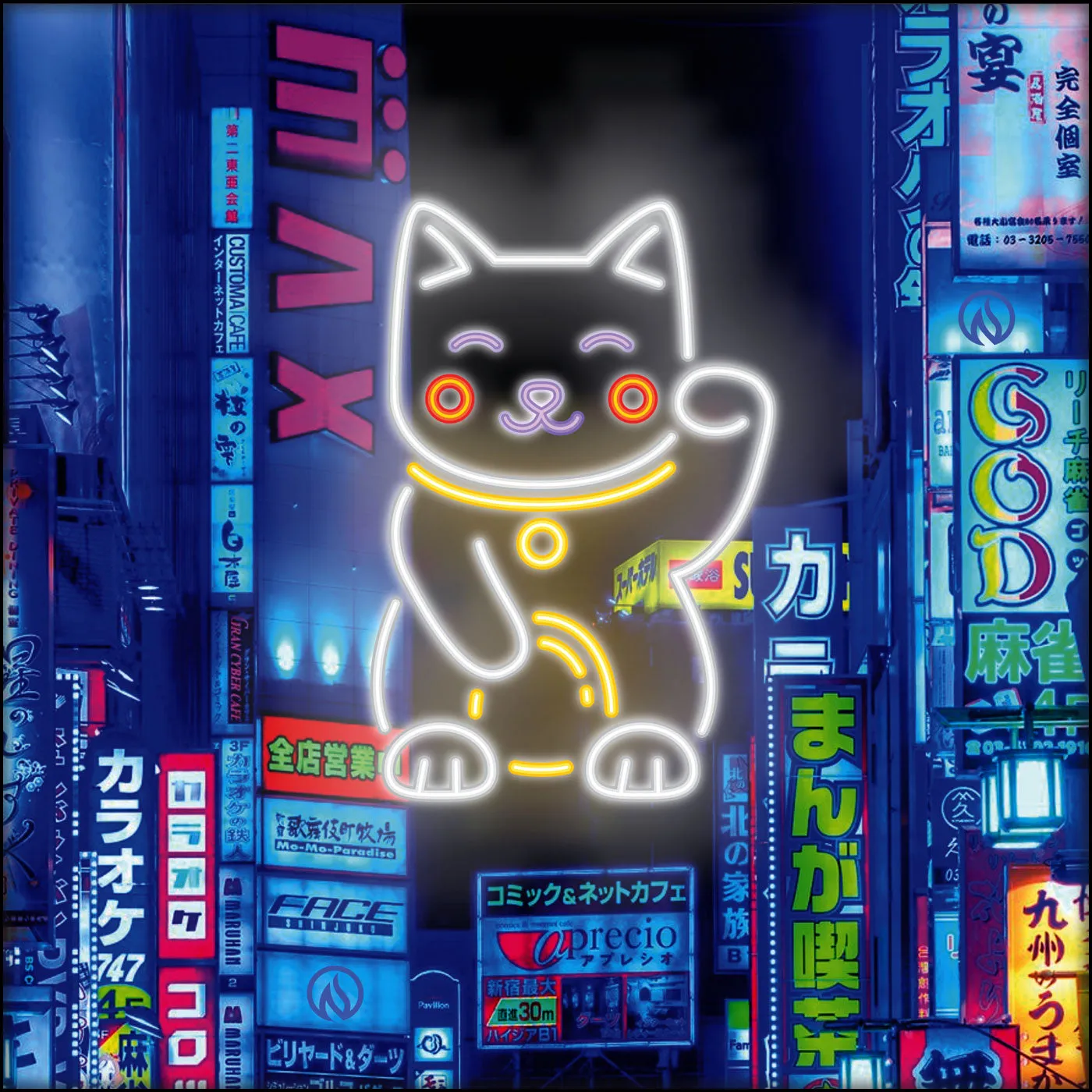 Lucky Cat Womens V-Neck Tee sold by INKnBURN product image thumbnail 2