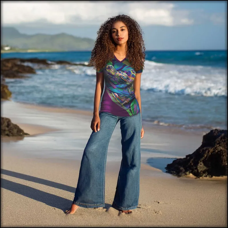 Honu Womens V-Neck T-Shirt sold by INKnBURN