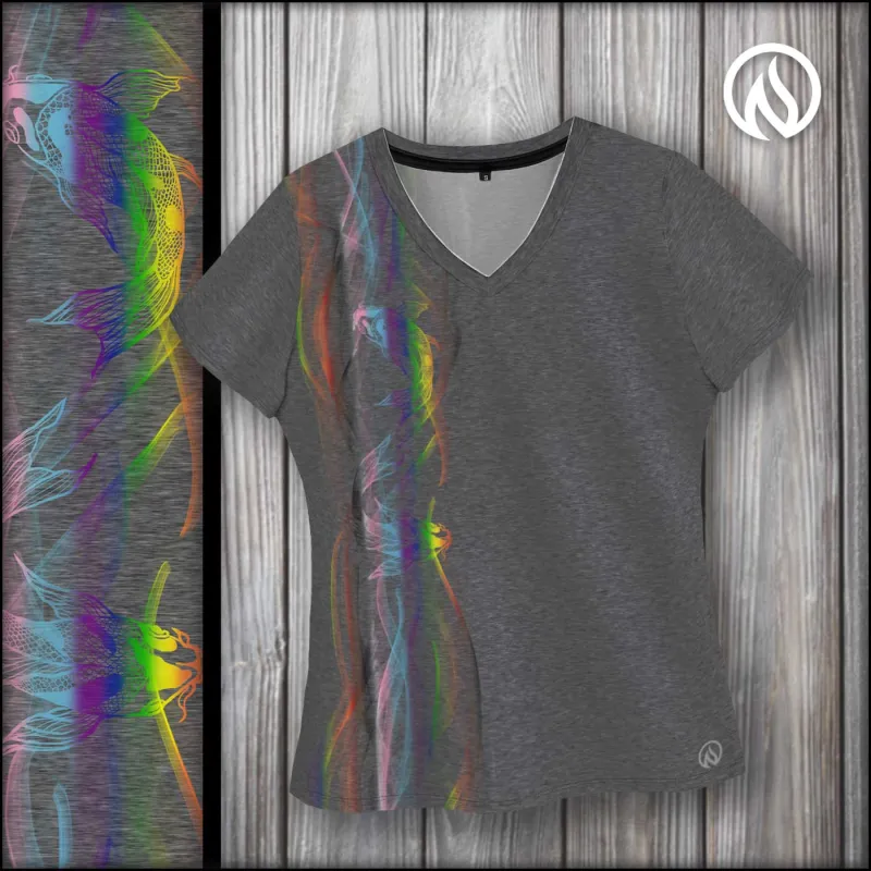 Rainbow Koi V-Neck T-Shirt sold by INKnBURN