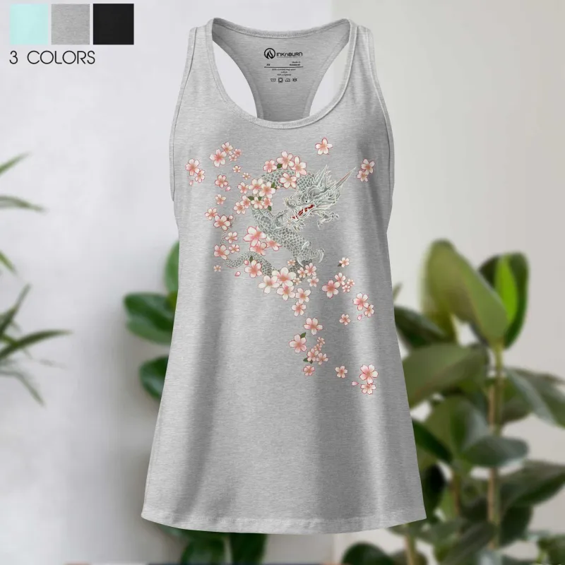 Sakura Dragon Racerback Tank sold by INKnBURN
