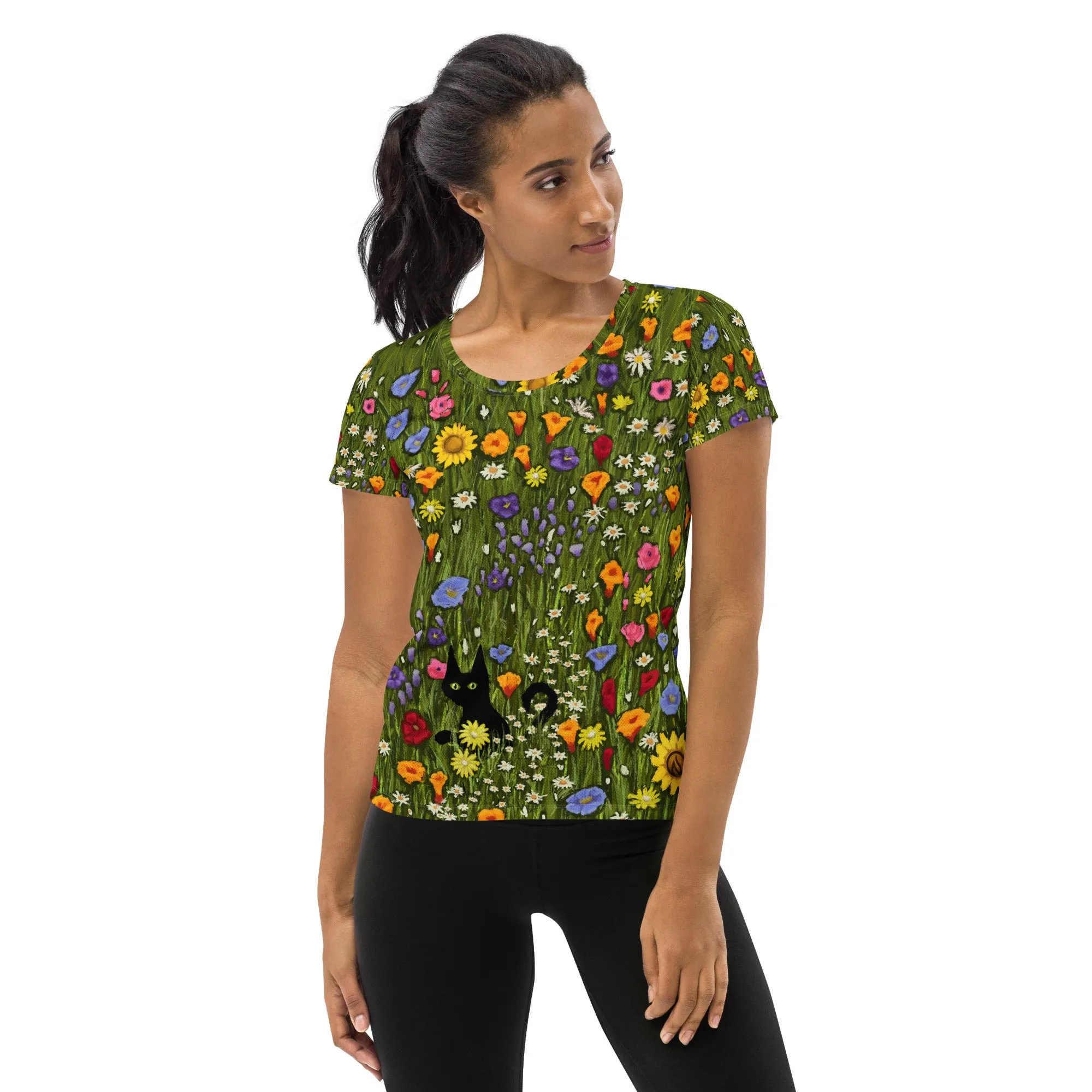 Flower Cat Scoop Neck Tech Shirt sold by INKnBURN product image thumbnail 3