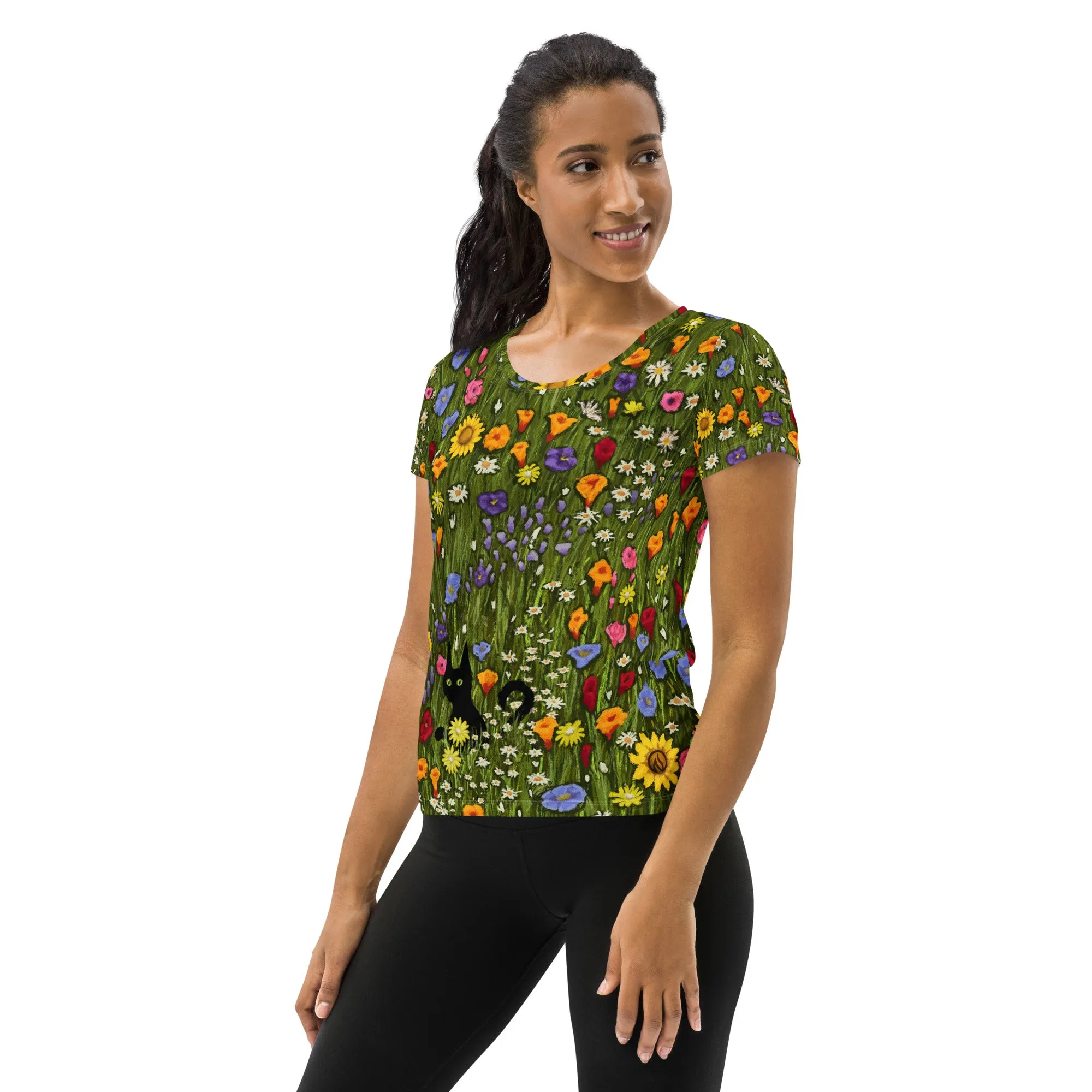 Flower Cat Scoop Neck Tech Shirt sold by INKnBURN product image thumbnail 5