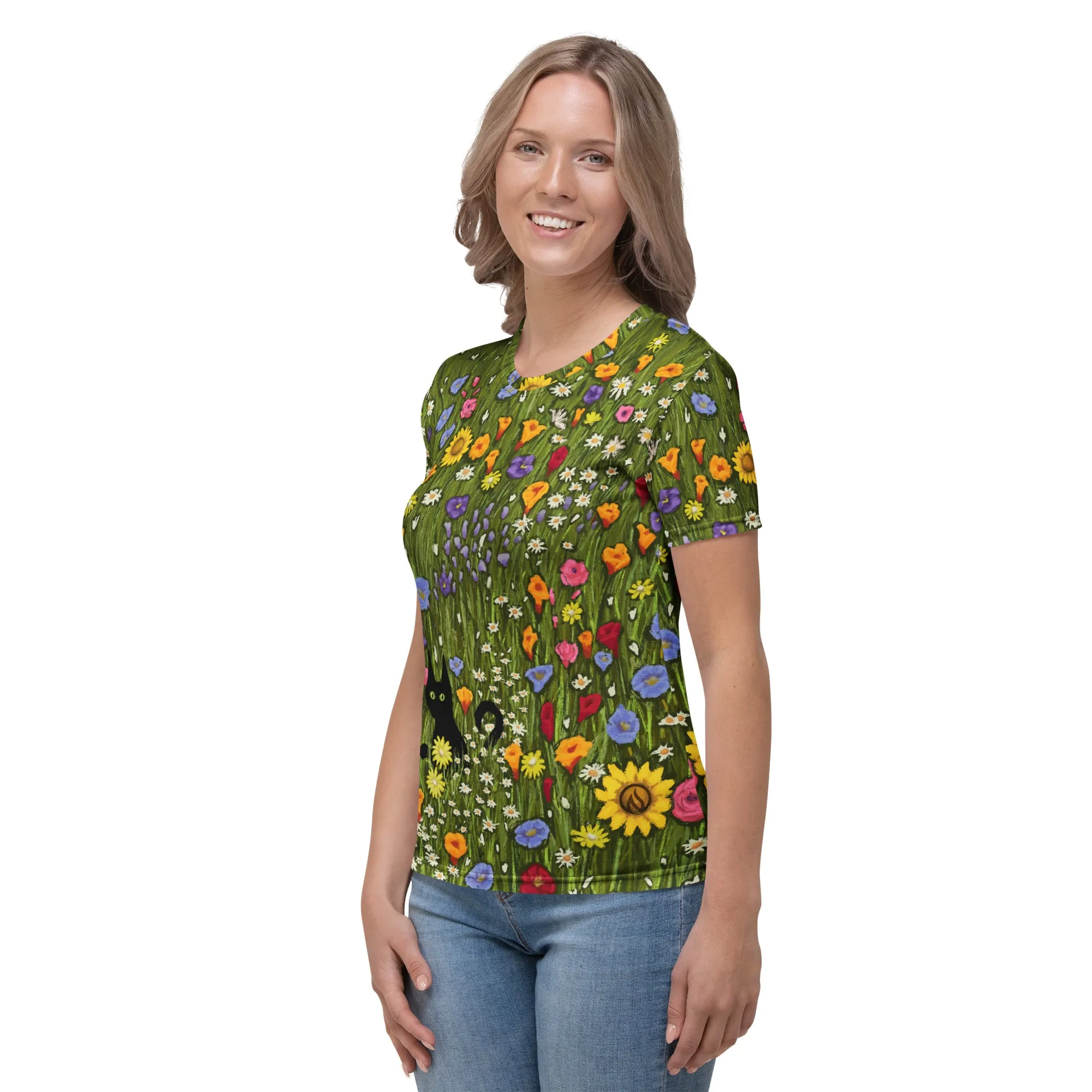 Flower Cat T-Shirt sold by INKnBURN product image thumbnail 3