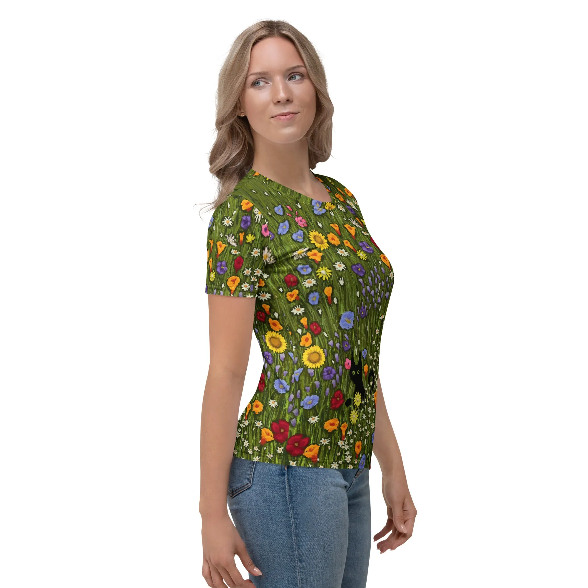 Flower Cat T-Shirt sold by INKnBURN product image thumbnail 4