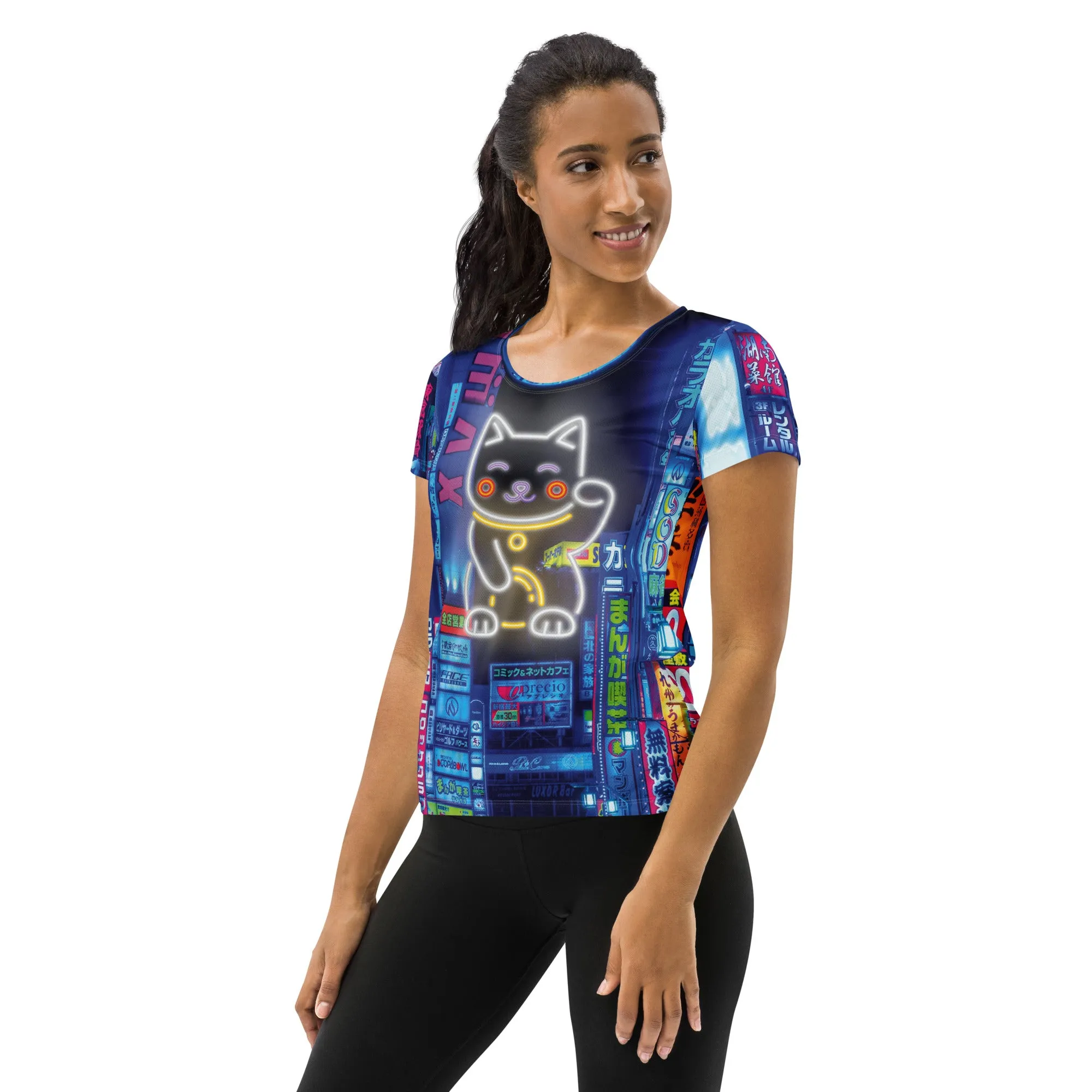 Lucky Cat Scoop Neck Tech sold by INKnBURN product image thumbnail 3