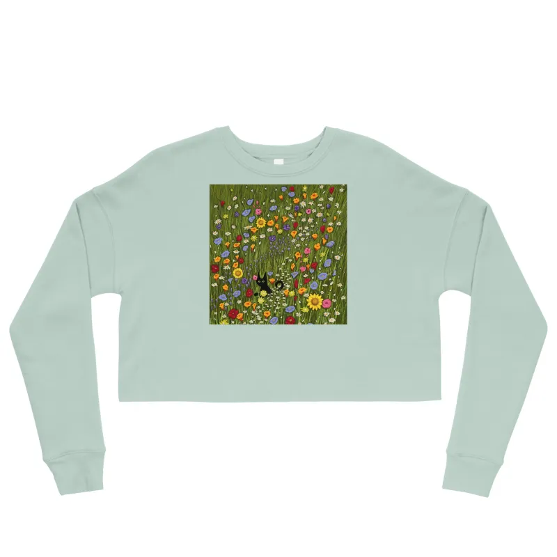 Flower Cat Crop Sweatshirt sold by INKnBURN