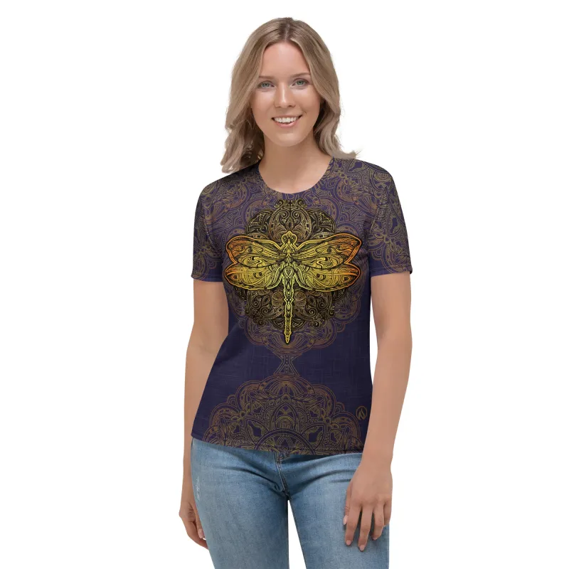 Women's Dragonfly Mandala T-Shirt AOP sold by INKnBURN