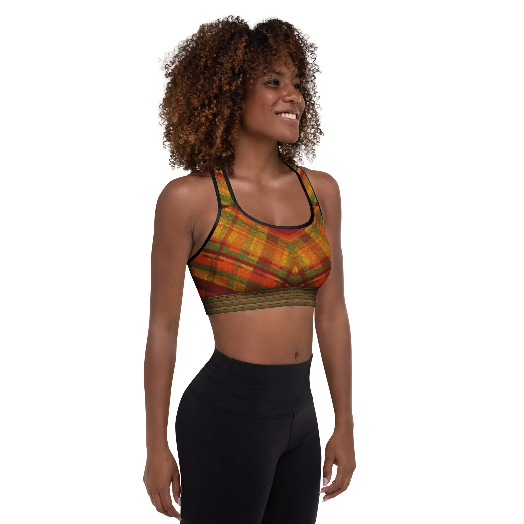Fall Plaid Padded Sports Bra sold by INKnBURN product image thumbnail 3