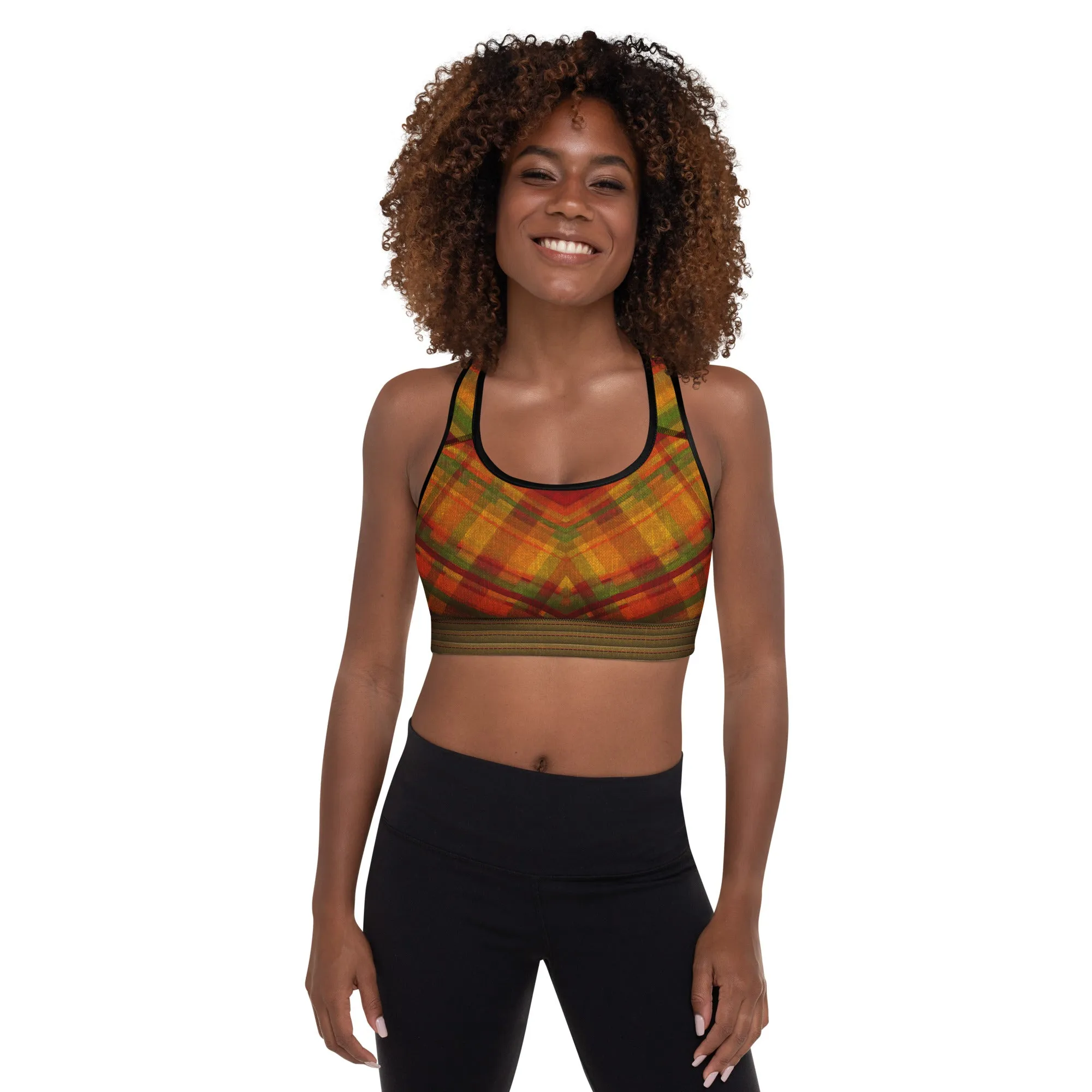 Fall Plaid Padded Sports Bra sold by INKnBURN