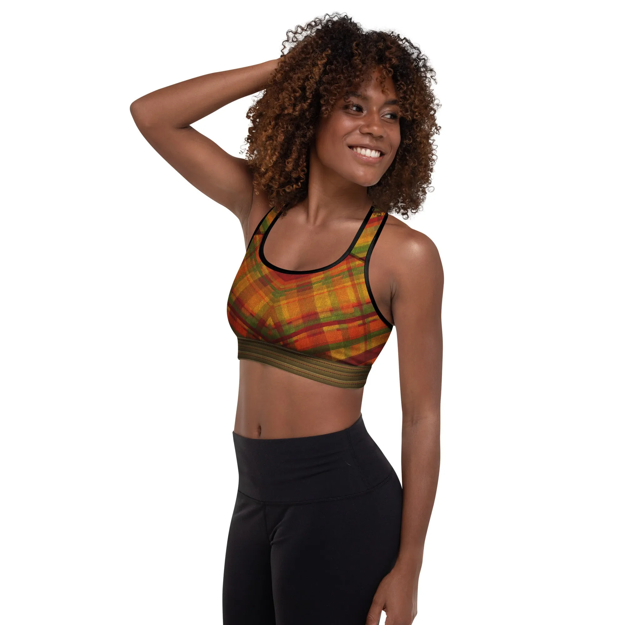 Fall Plaid Padded Sports Bra sold by INKnBURN product image thumbnail 2