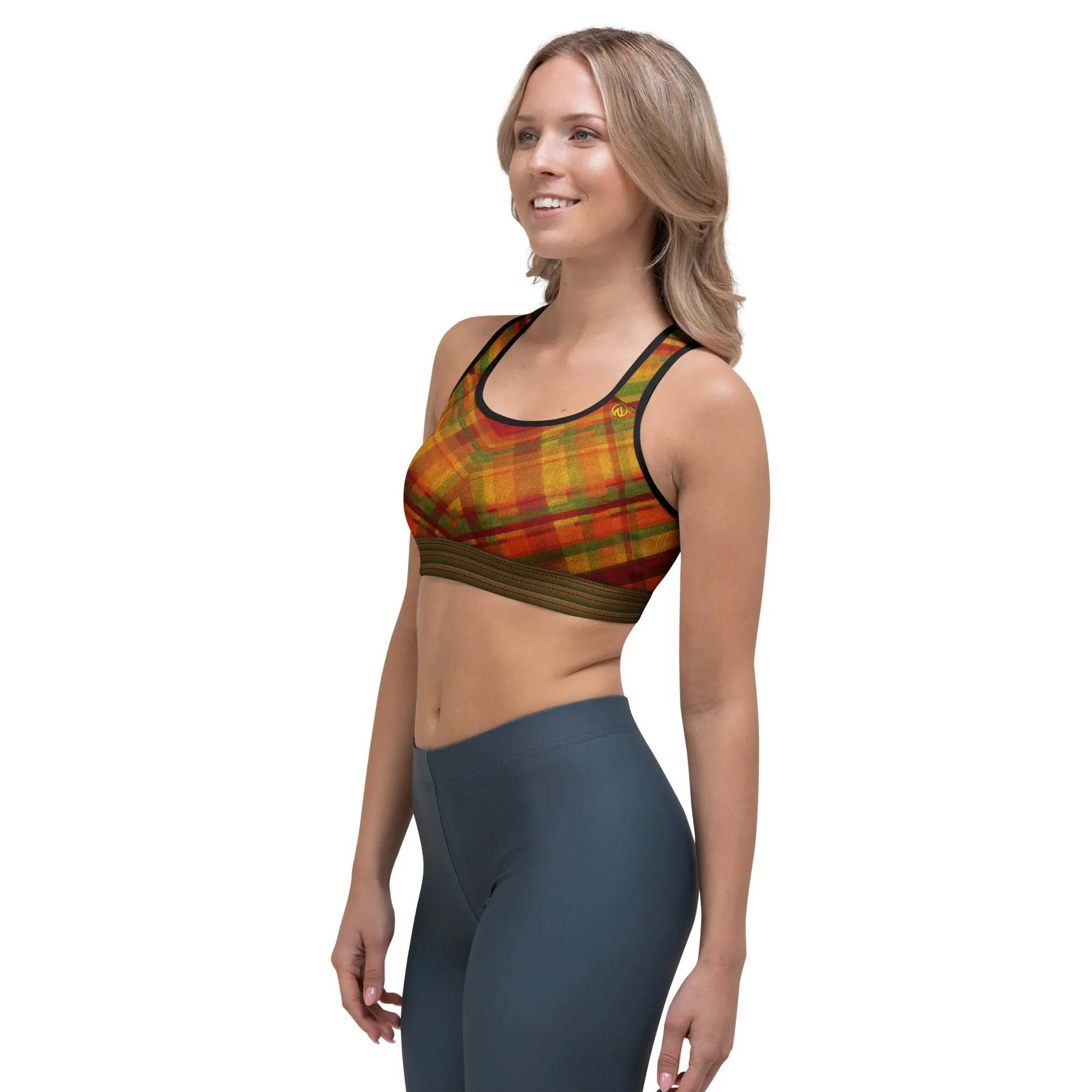 Fall Plaid Sports Bra sold by INKnBURN product image thumbnail 2