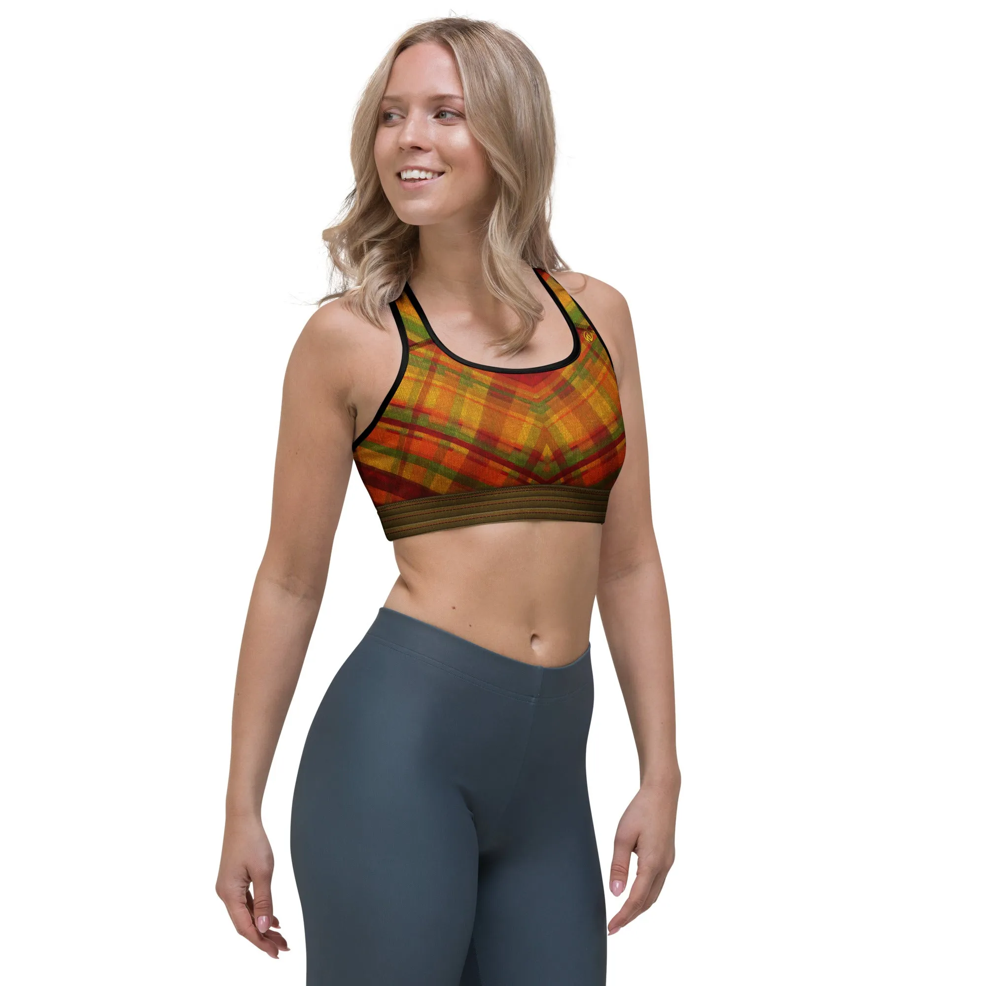 Fall Plaid Sports Bra sold by INKnBURN product image thumbnail 3