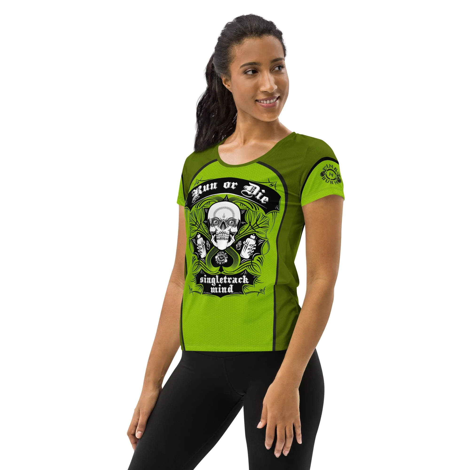Run or Die™ Green Scoop Neck Tech sold by INKnBURN product image thumbnail 3