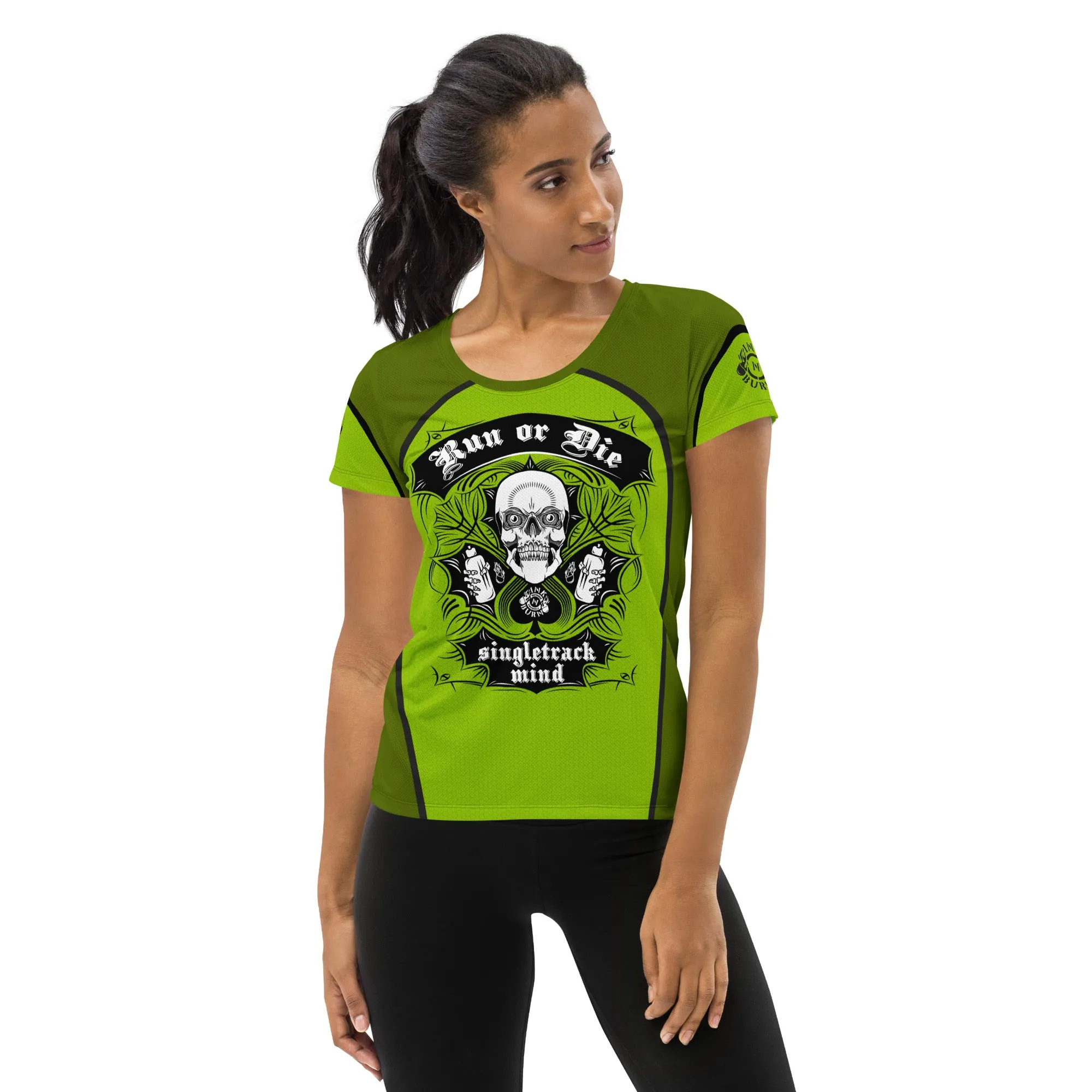 Run or Die™ Green Scoop Neck Tech sold by INKnBURN