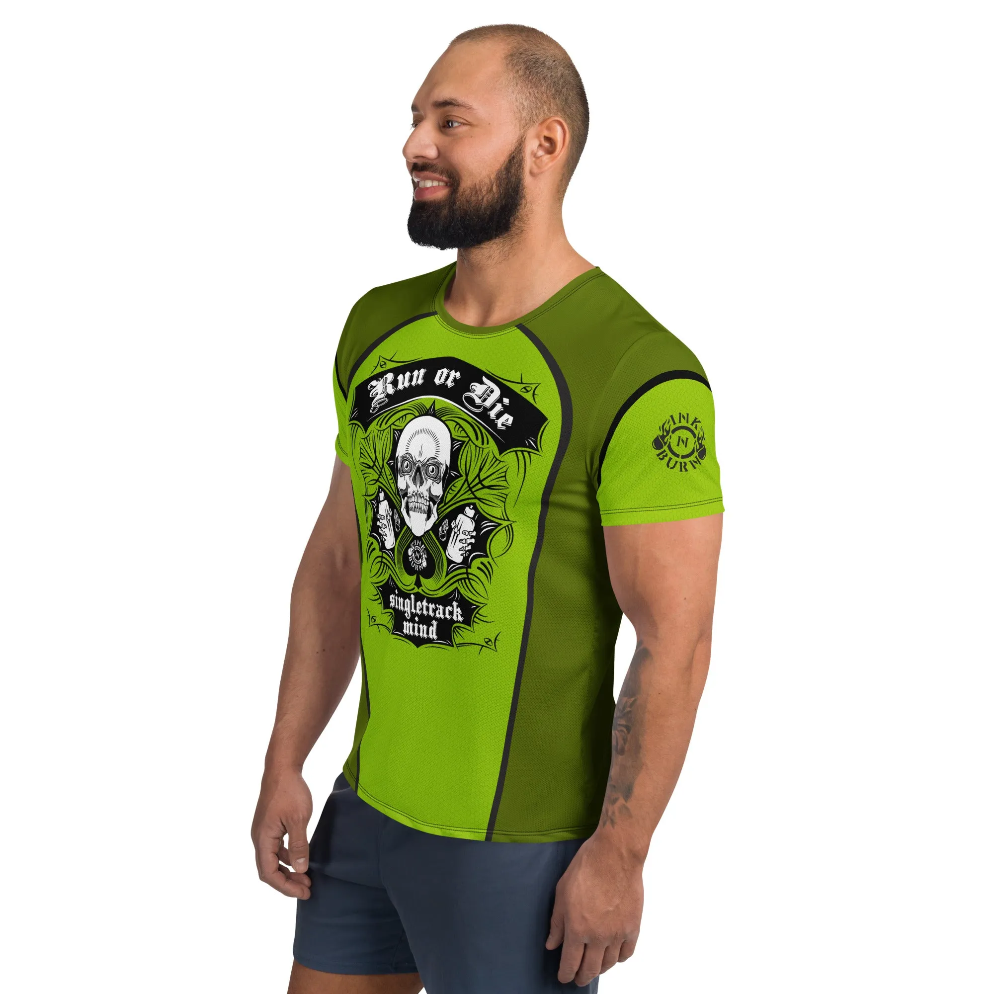 Mens Run or Die™ Green Tech Shirt sold by INKnBURN product image thumbnail 3