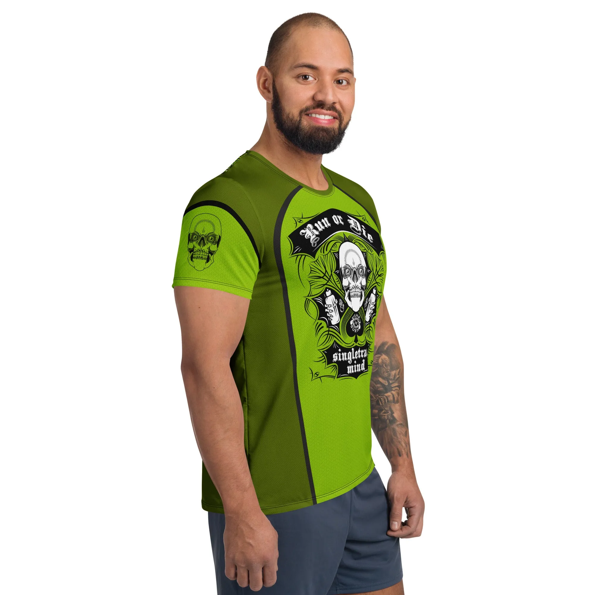 Mens Run or Die™ Green Tech Shirt sold by INKnBURN product image thumbnail 4