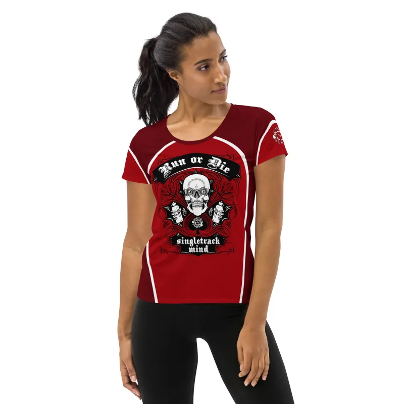 Run or Die™ Red Scoop Neck Tech sold by INKnBURN