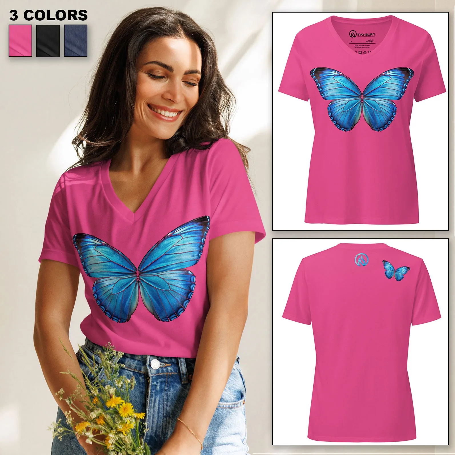 Ascent V-Neck Cotton T-Shirt (3 Colors) sold by INKnBURN
