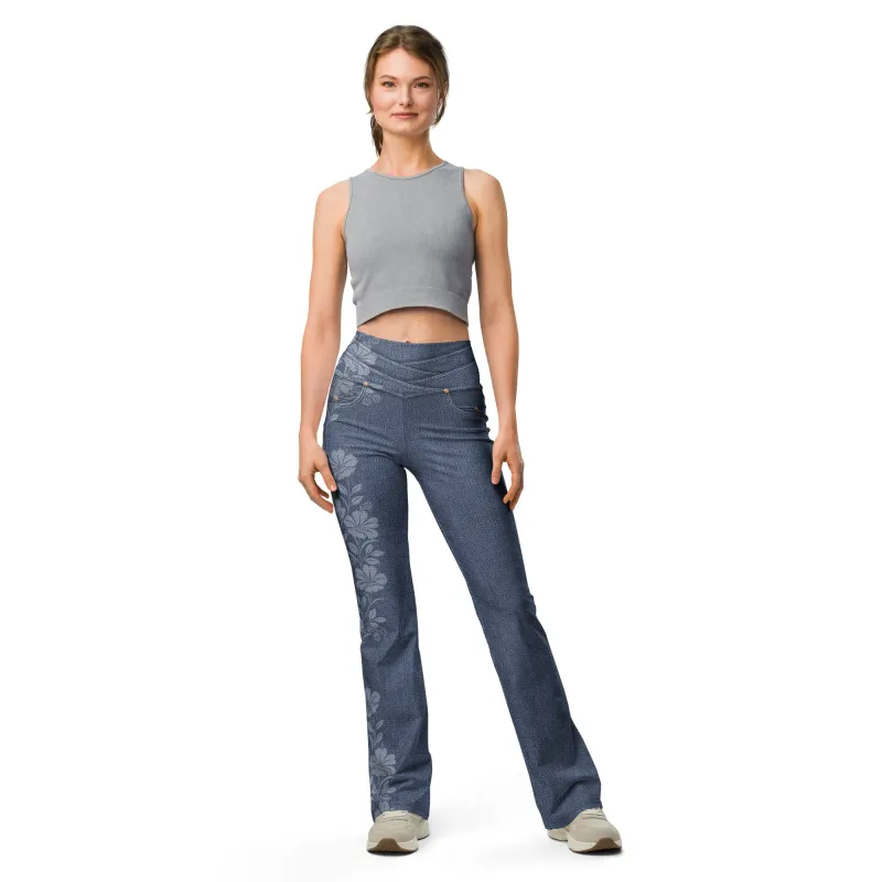 Floral Fade Denim Yoga Pants sold by INKnBURN