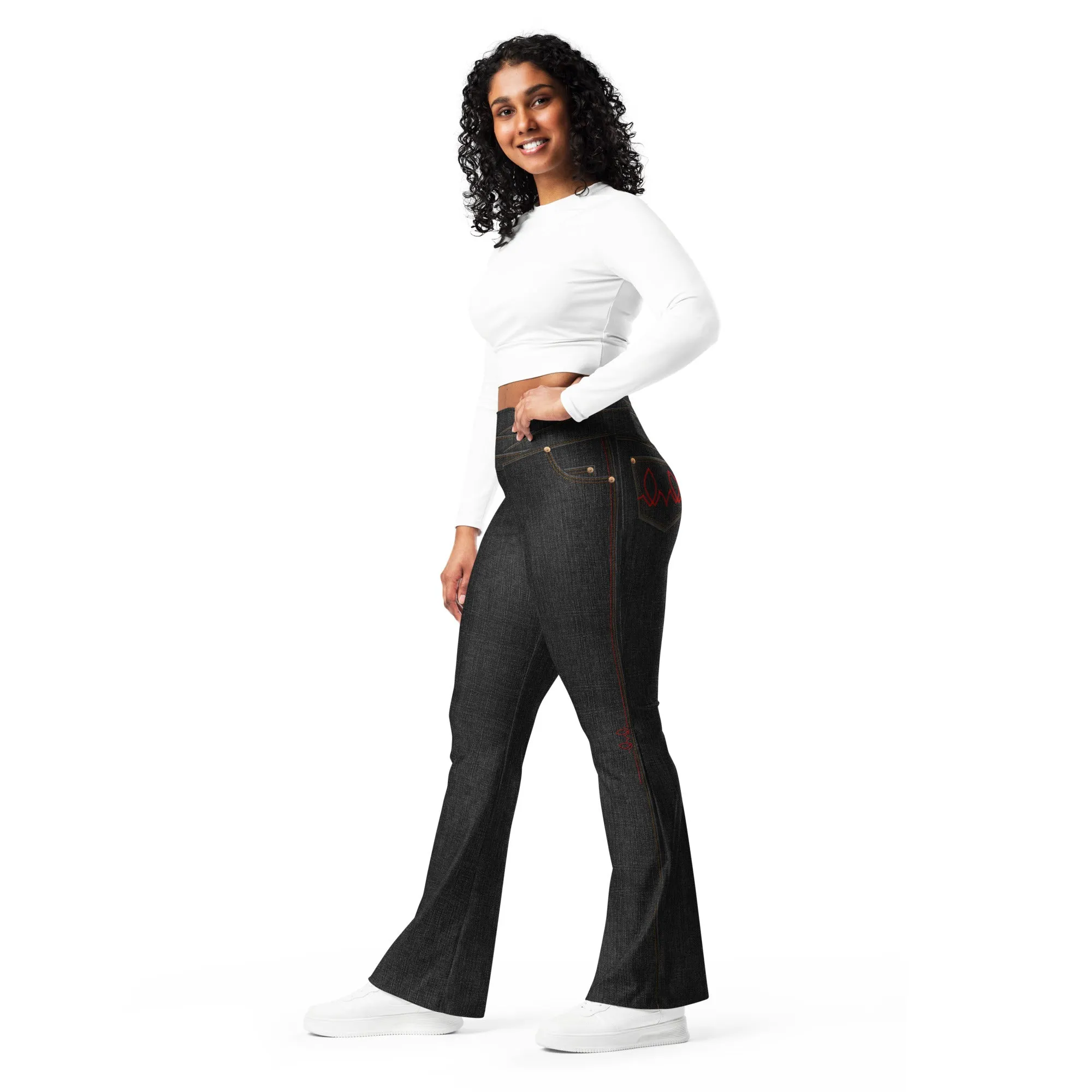 Black Denim Yoga Pants w/ Pocket sold by INKnBURN product image thumbnail 4
