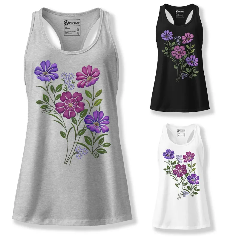 Floral Cotton Blend Racerback Tank sold by INKnBURN
