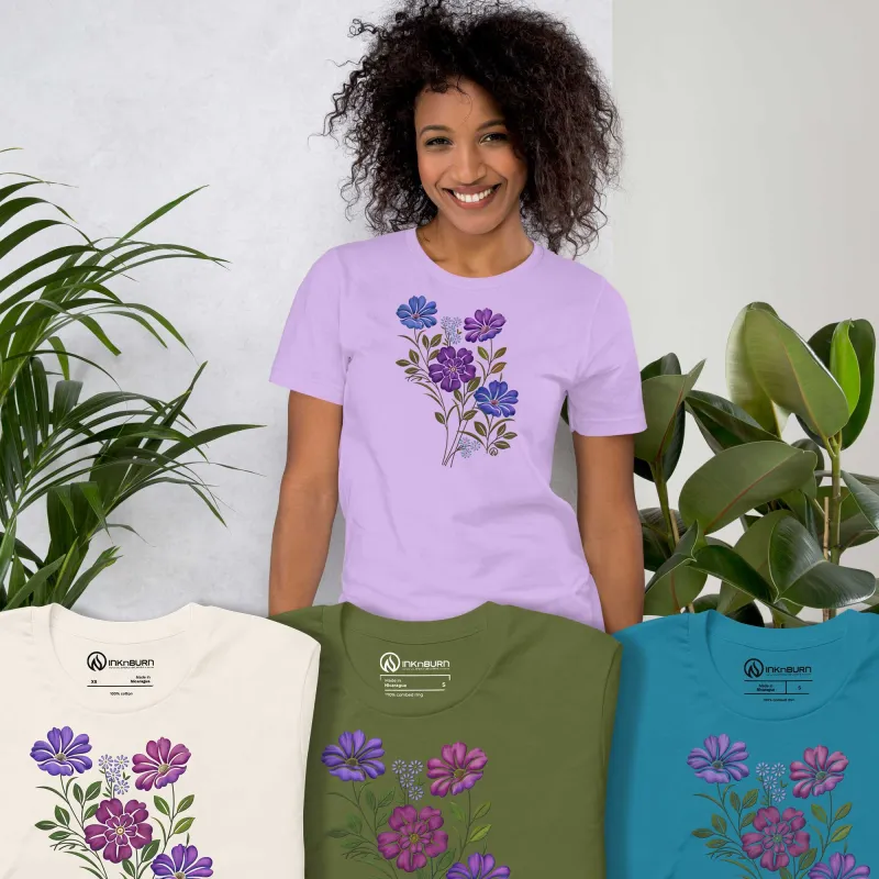 Floral Unisex Cotton T-Shirt (4 Colors) made by INKnBURN