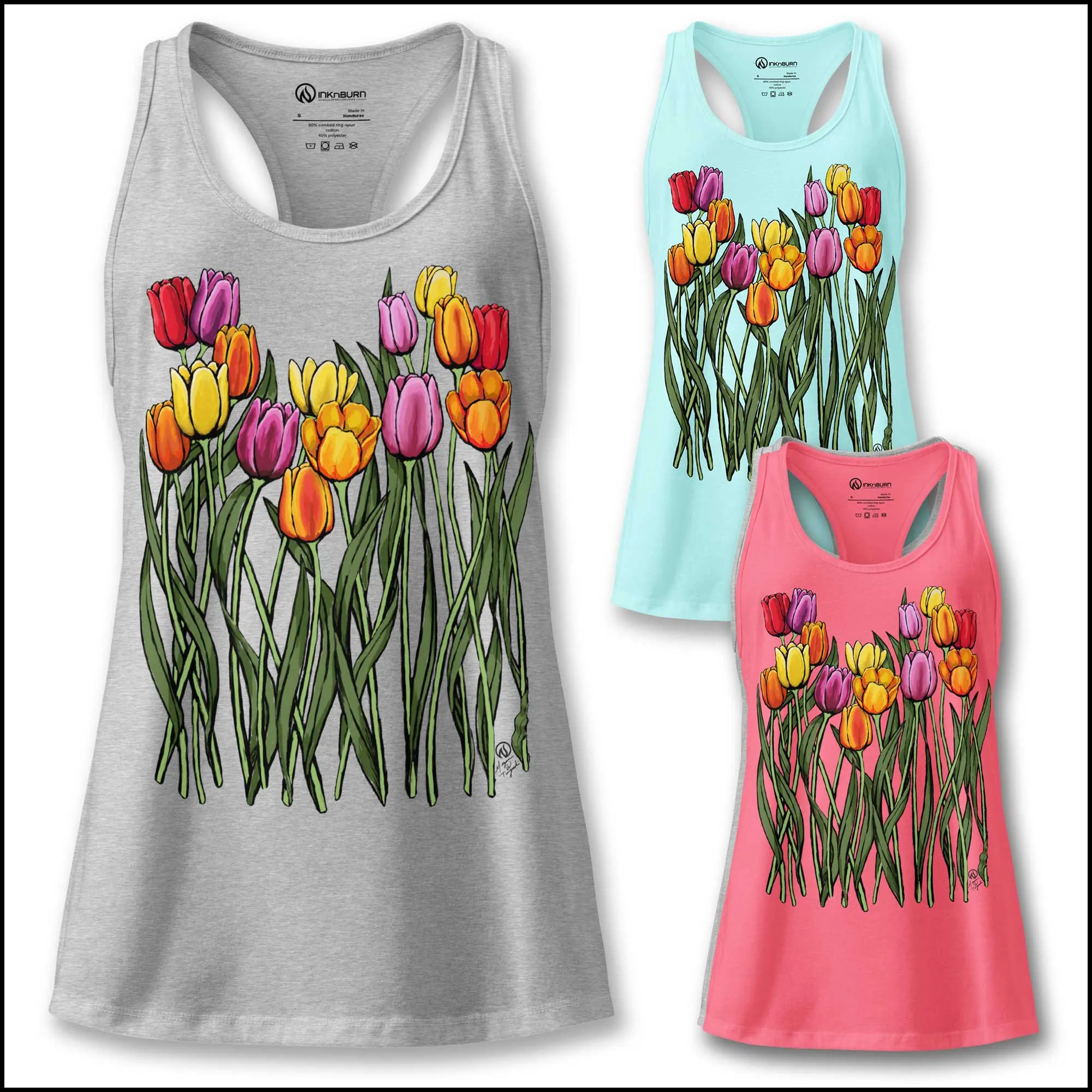 Tulip Cotton Blend Racerback Tank sold by INKnBURN