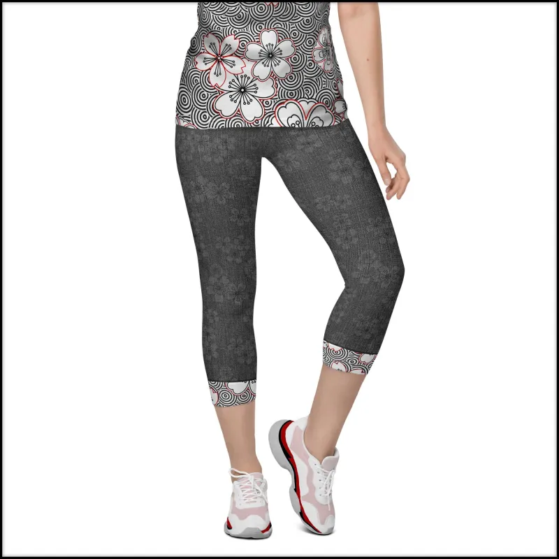 Sakura Rain Capris w/Pockets made by INKnBURN