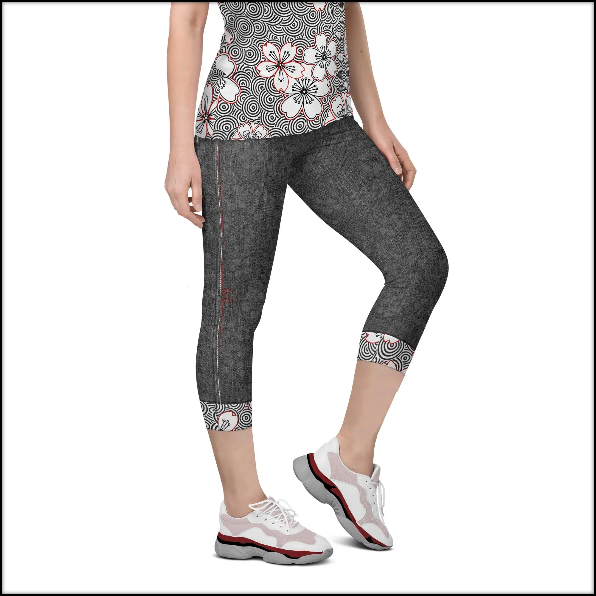 Sakura Rain Capris w/Pockets sold by INKnBURN product image thumbnail 2