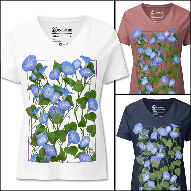 Morning Glory V-Neck T-Shirt made by INKnBURN