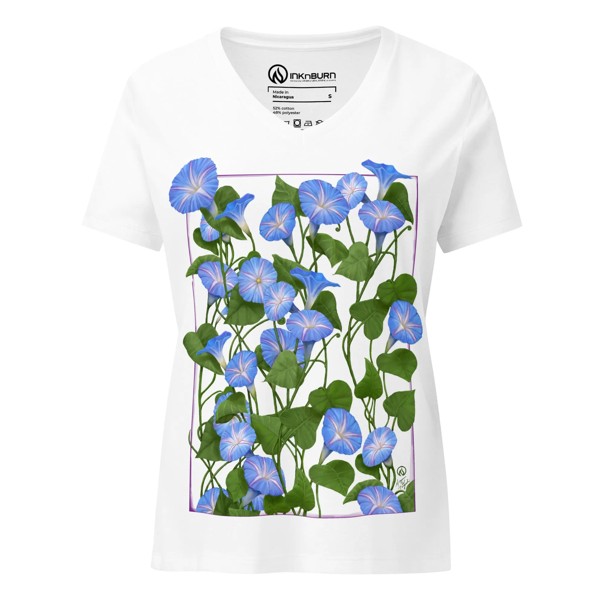 Morning Glory V-Neck T-Shirt sold by INKnBURN product image thumbnail 3