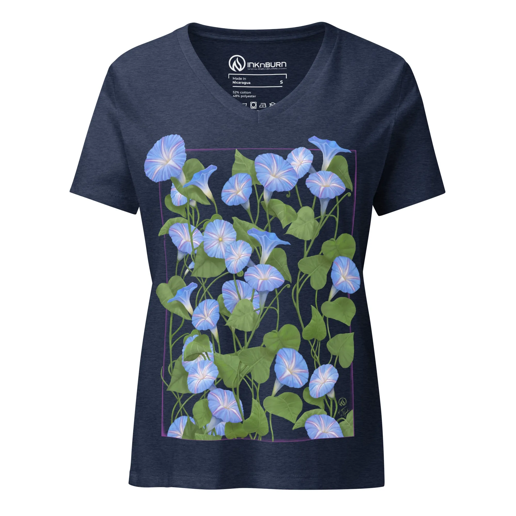 Morning Glory V-Neck T-Shirt sold by INKnBURN product image thumbnail 4