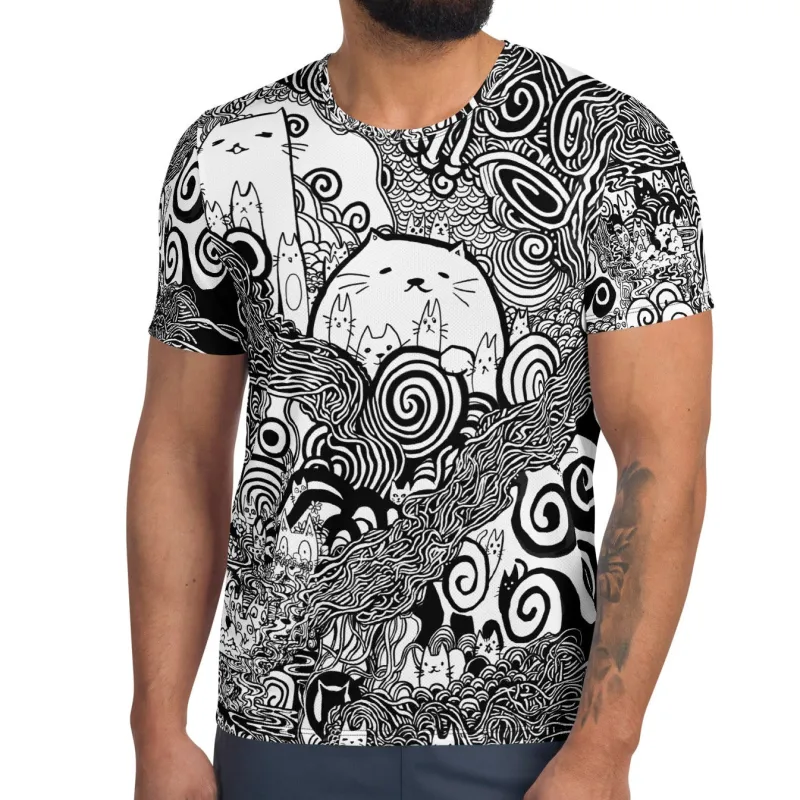 Catastrophe Cat Tech Shirt for Men - Running and Workout Top made by INKnBURN